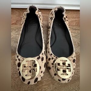 Tory Burch Leopard Print Calf Hair Reva Ballet Flats